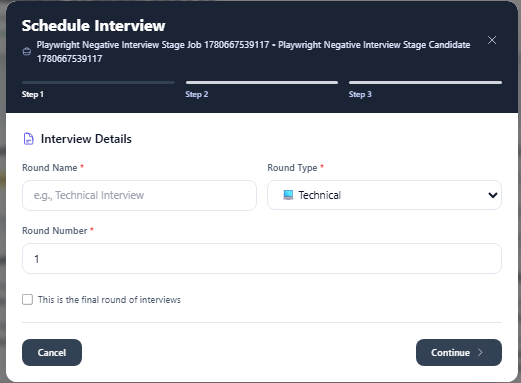 Interview management screenshot